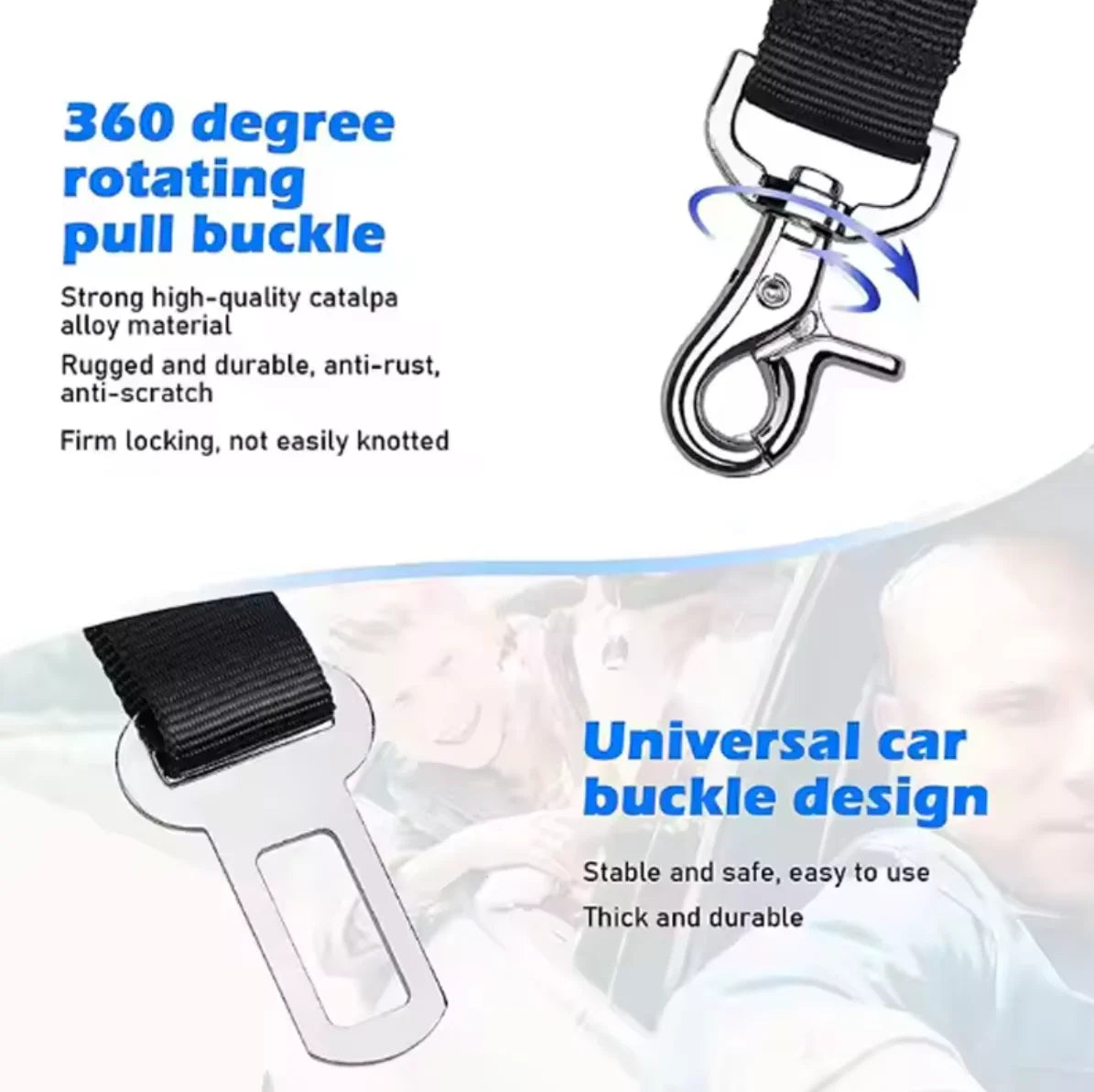 Adjustable Dog Car Seat Belt, Nylon Pet Car Seat Buckle Safety Strap, Universal Traction Rope for Vehicle Travel with Pets