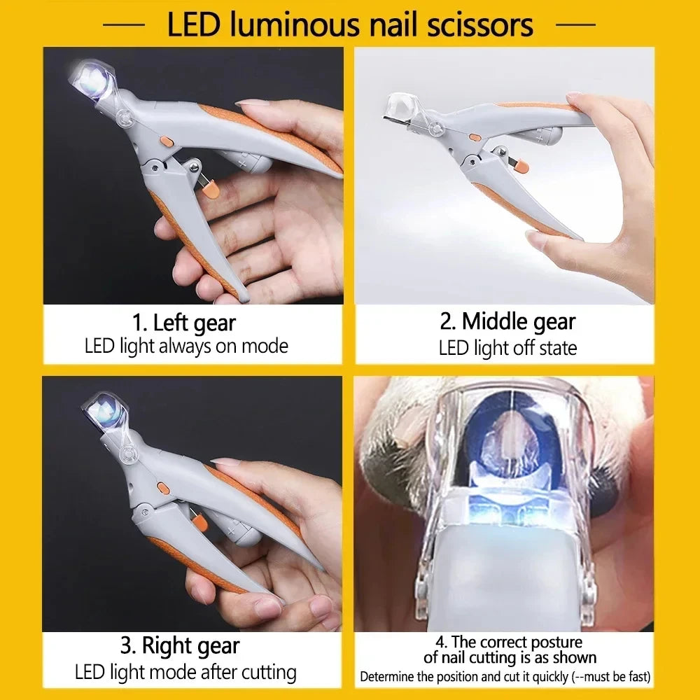 LED Light Pet Nail Clipper for Dogs & Cats, Precision Nail Trimmer with Magnification for Safe Home Grooming