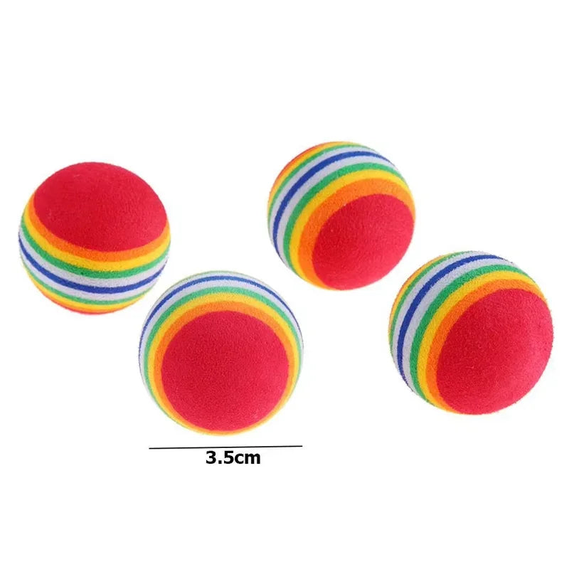Rainbow Cat Toy Balls, Rattle Chewing Scratch Balls for Cats and Small Dogs, Interactive Training Play Balls Pet Toys (5PCS/10PCS)
