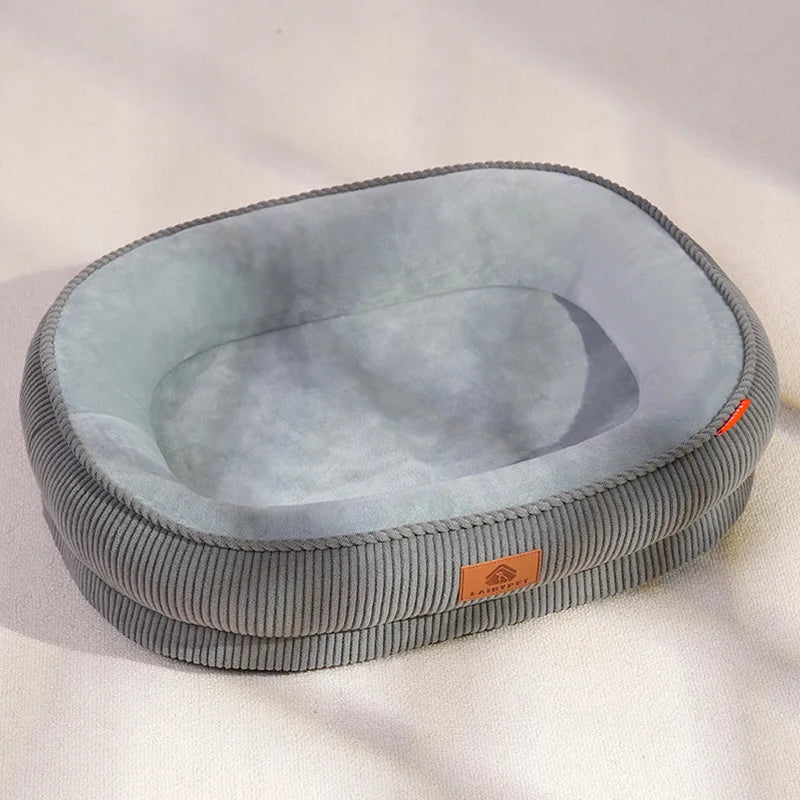 Corduroy Dog Bed with Removable Washable Cover, Thick Winter Plush Anti-Slip Pet Sofa Mat for Dogs & Cats