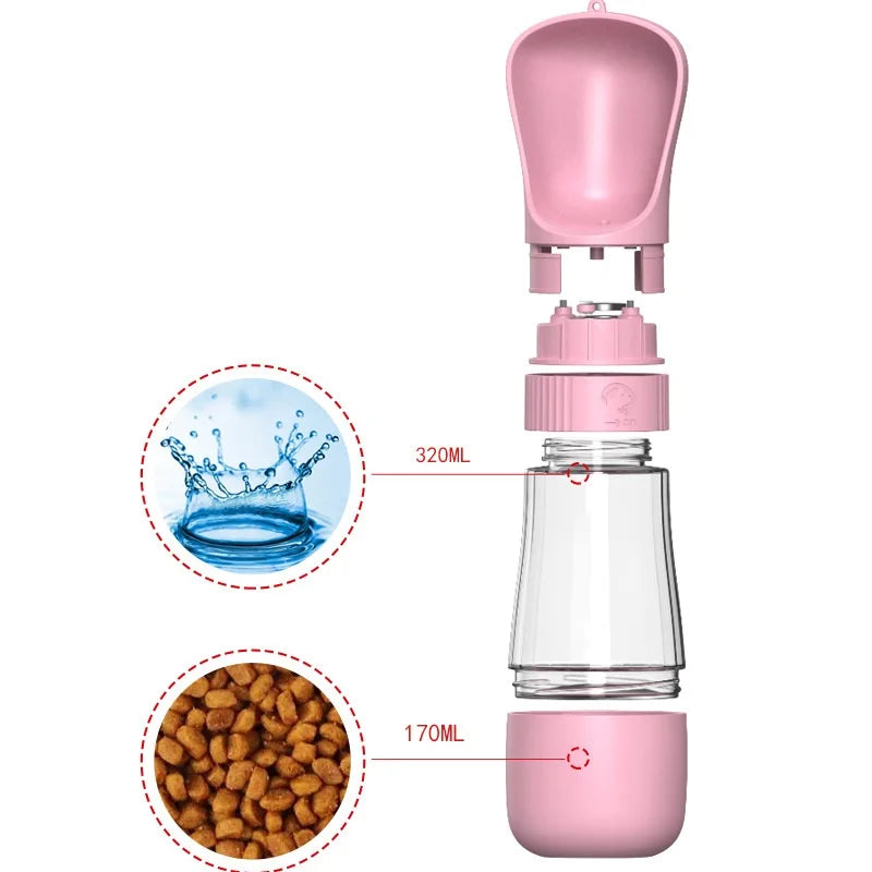 2-in-1 Portable Dog Water Bottle with Drinking Bowl for Small and Large Dogs, Cats, Outdoor Walking Pet Feeder for Puppies
