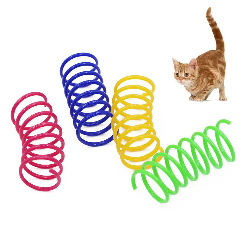 Plastic Spring Cat Toy, Colorful Jumping Bounce Springs for Cats, Scratch-Resistant Bite-Safe Interactive Kitten Toy
