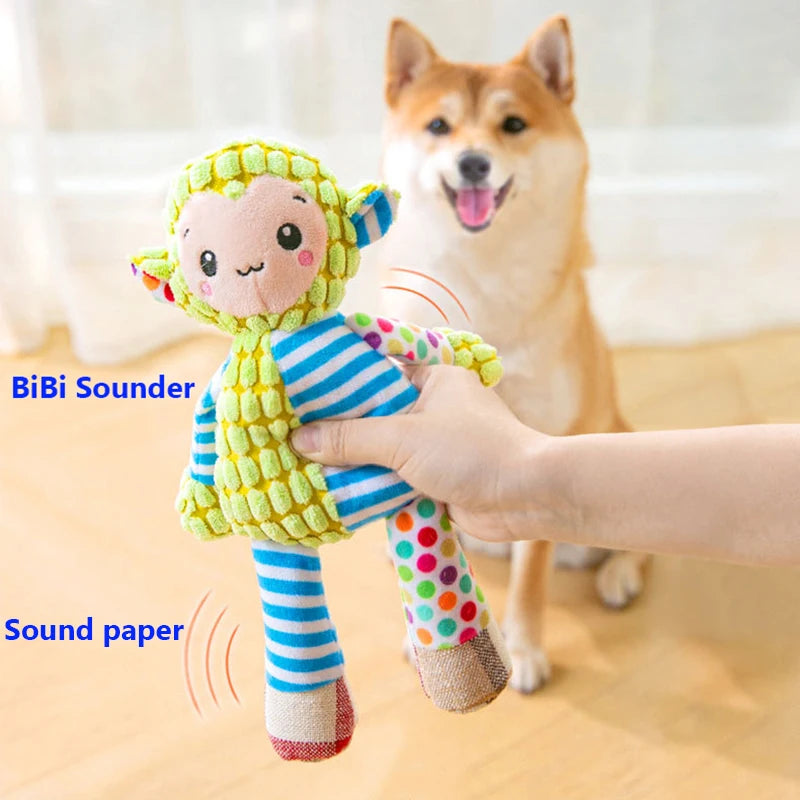 Pet Plush Squeaky Toy, Bite-Resistant Interactive Chew Toy for Dogs and Cats, Teeth Cleaning Puzzle Animal Toy