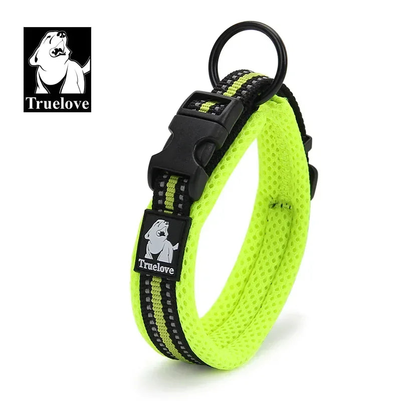 Adjustable Mesh Padded Dog Collar, 3M Reflective Nylon Heavy-Duty Collar for All Breeds, All-Weather Durable Pet Collar, 8 Sizes
