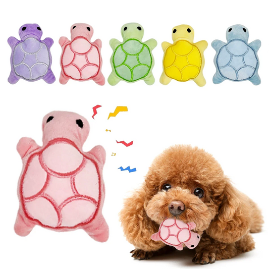 Mini Turtle Dog Toy Plush Chew Toy for Puppies, Teething Relief Bite-Resistant Interactive Dental Health Toy