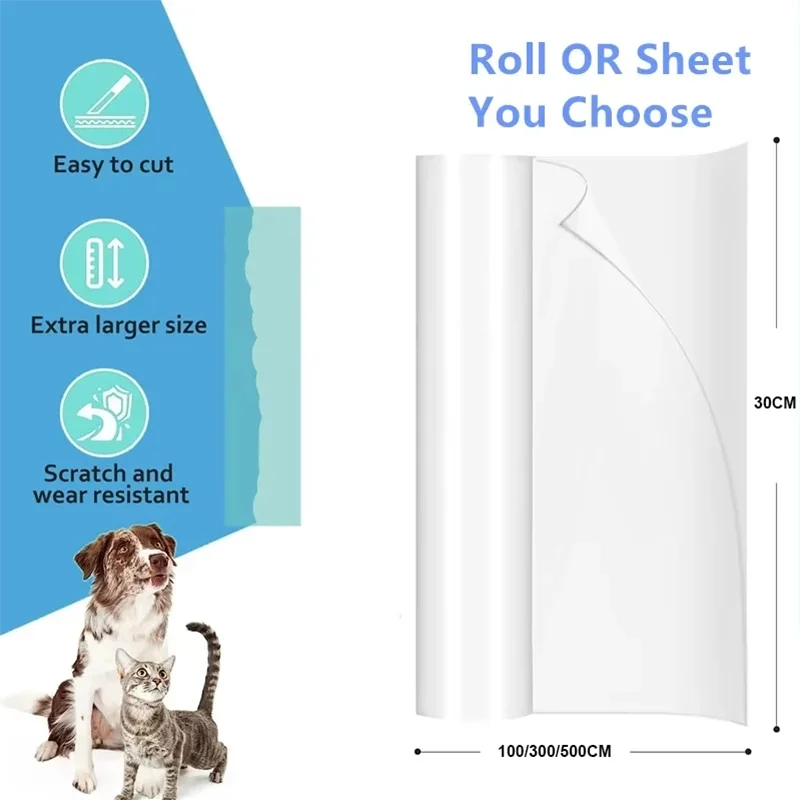 Anti Cat Scratch Furniture Protector, Self-Adhesive Peelable Transparent PVC Tape, Couch Sofa Corner Shield, Cat Training Scratch Guard Stickers