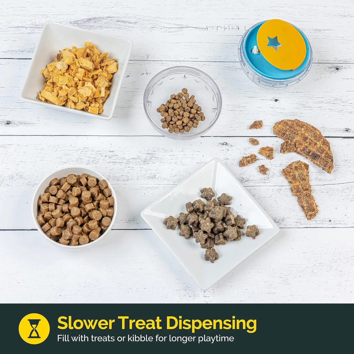 IQ Treat Ball Dog Treat Dispenser, Interactive Slow Feeder Toy for Dogs, 4-Inch Food Puzzle Ball for Training and Stimulation