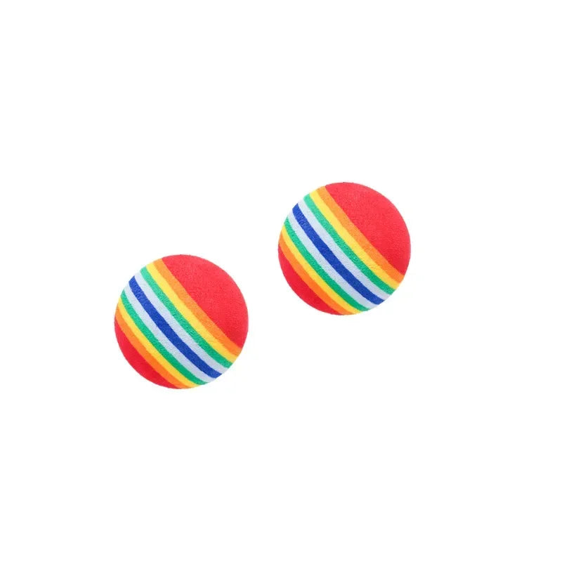 Rainbow Cat Toy Balls, Rattle Chewing Scratch Balls for Cats and Small Dogs, Interactive Training Play Balls Pet Toys (5PCS/10PCS)
