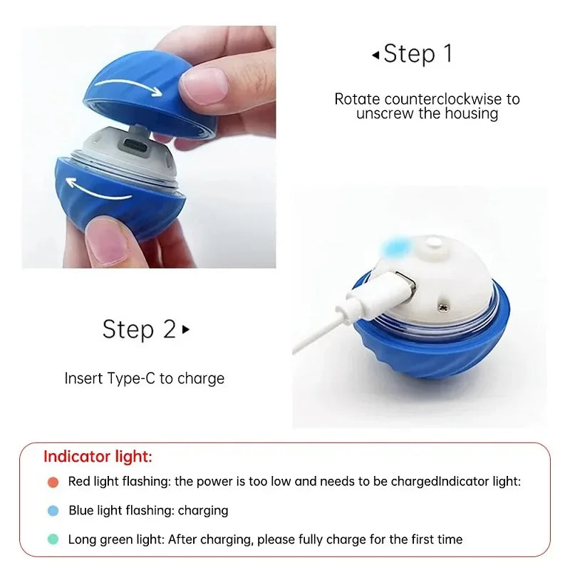 Automatic Moving Bouncing Dog Toy Ball, USB Rechargeable Smart Interactive Puppy Chew Ball for Indoor Play and Exercise