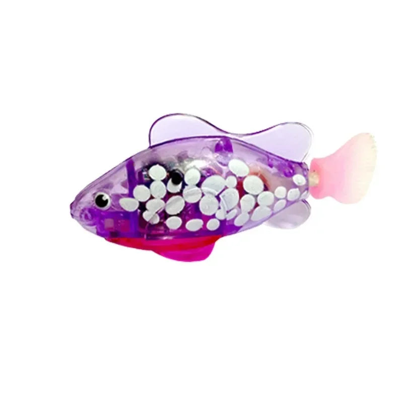LED Interactive Swimming Robot Fish Cat Toy, Automatic Inductive Glowing Electric Fish for Kitten Play and Hunting Stimulation