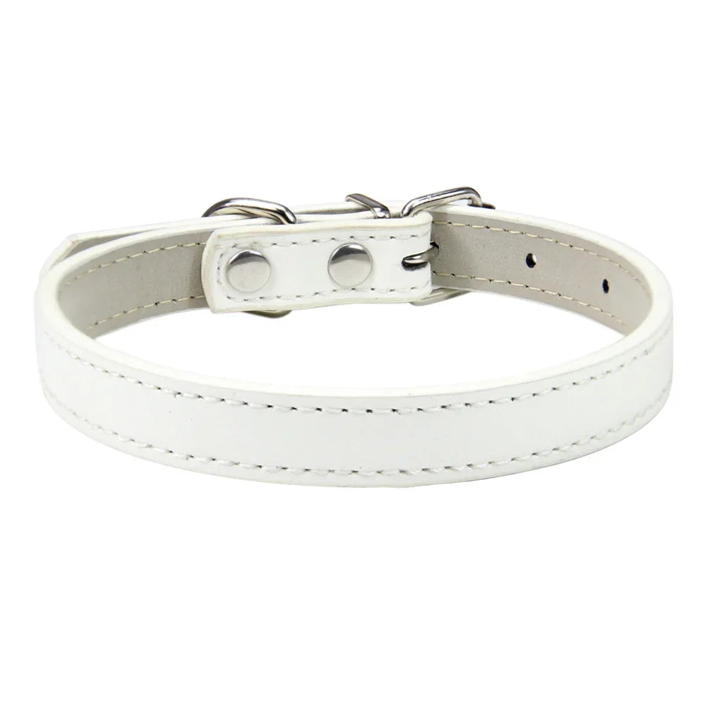 Soft Leather Dog Collar, Adjustable Pet Neck Strap for Small Medium and Large Dogs and Cats