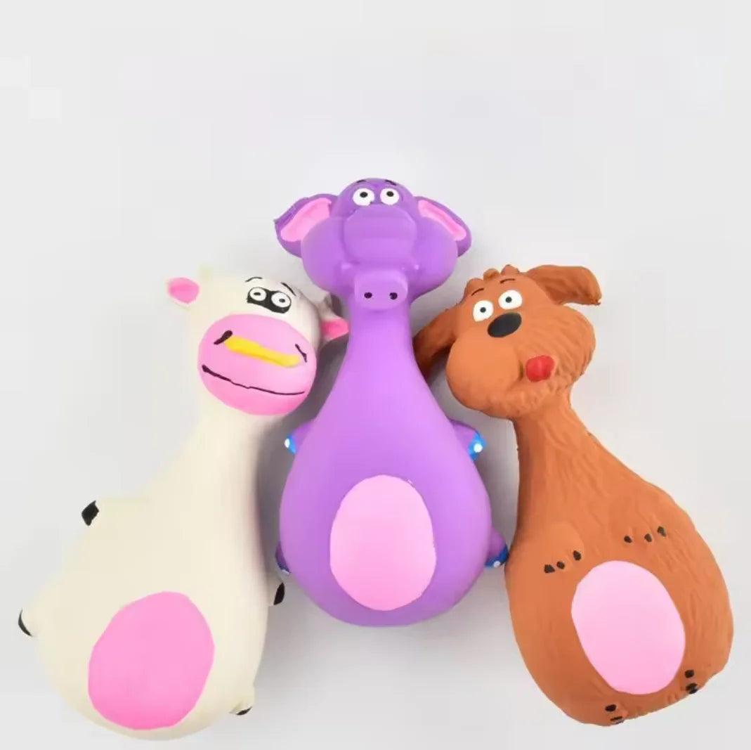 Bite-Resistant Latex Squeaky Dog Toy, Cartoon Fat-Bellied Animal Sound Toy for Puppies and Small Dogs, Durable Chew Pet Toy