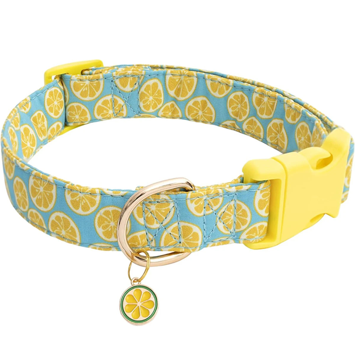 Fruit Pattern Pet Dog Collar with Metal Fruit Pendant, Adjustable Nylon Collar for Small Dogs, Puppies and Cats