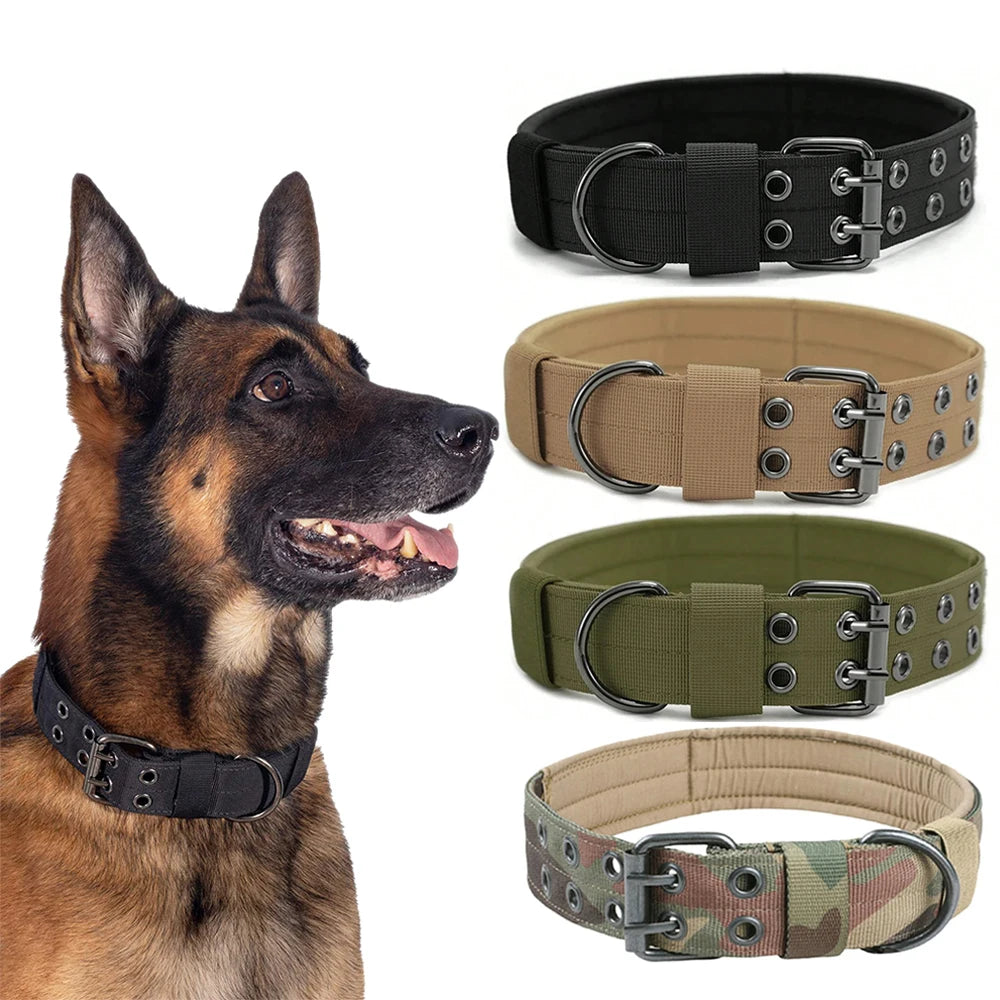 Tactical Dog Collar Durable Nylon Military Collar for Medium and Large Dogs, Adjustable Training and Working Outdoor Pet Collar