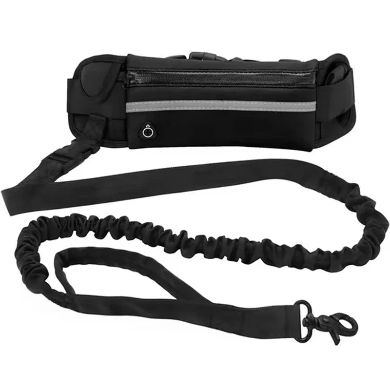 Hands Free Dog Leash for Running and Walking, Reflective Retractable Elastic Belt with Waist Bag, Adjustable Dog Traction Rope Pet Lead