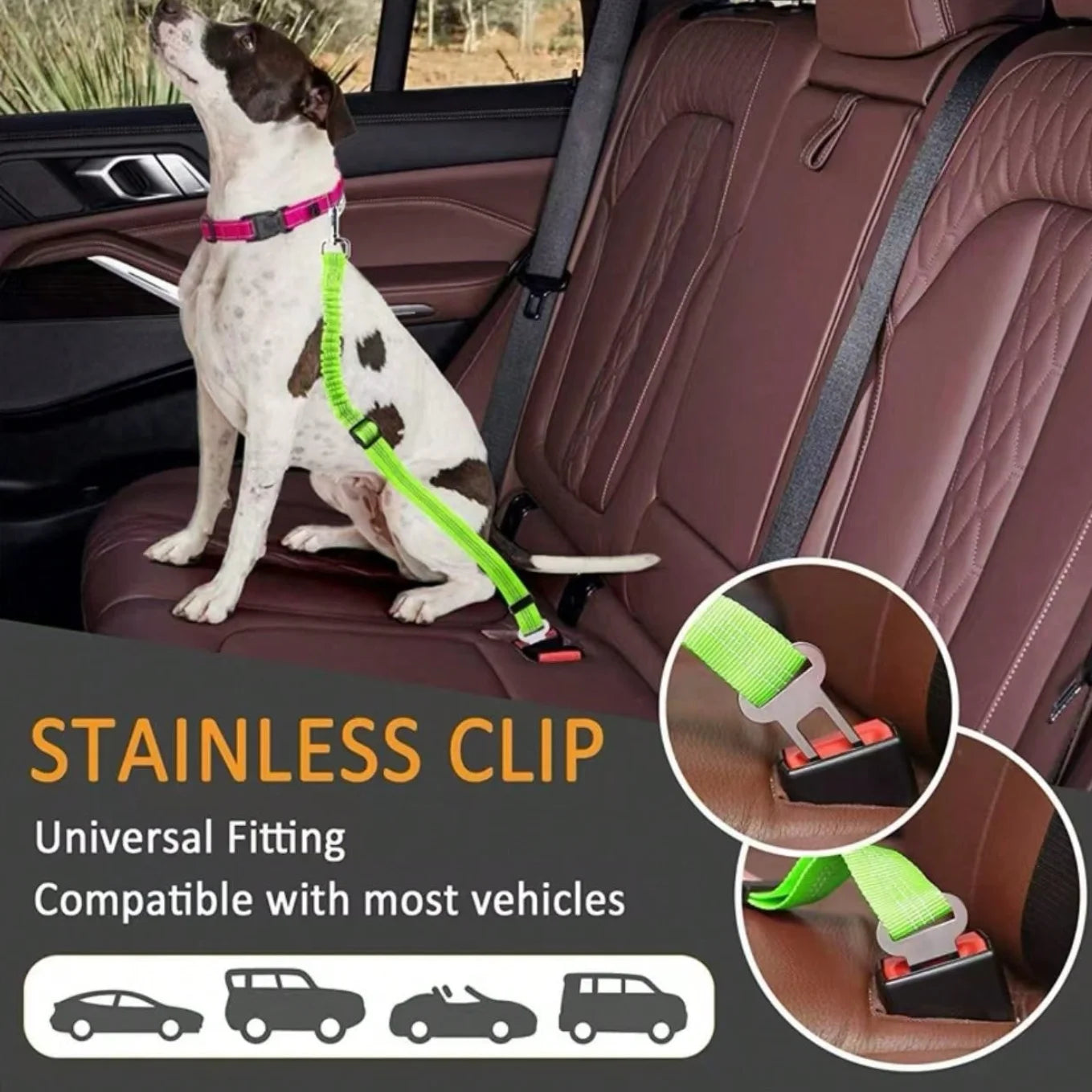 Adjustable Dog Car Seat Belt, Nylon Pet Car Seat Buckle Safety Strap, Universal Traction Rope for Vehicle Travel with Pets