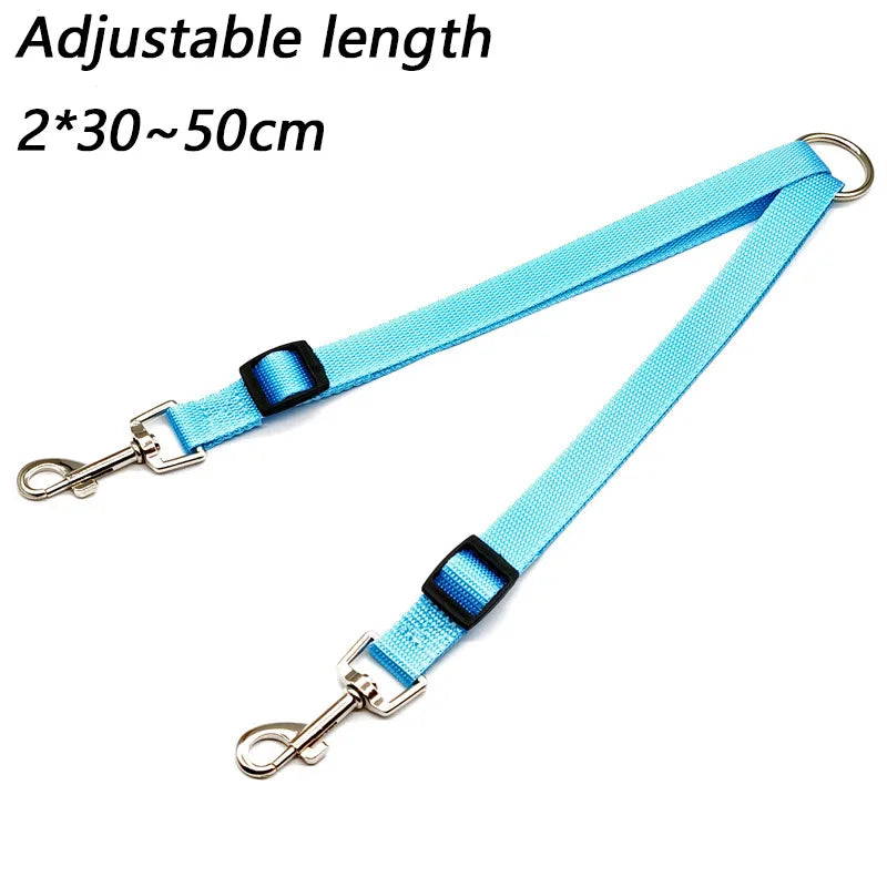 Double Dog Leash Dual Coupler, Adjustable V-Shaped Nylon Lead for Walking Two Dogs, Colorful Two-Way Pet Leash