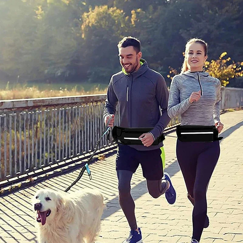 Hands Free Dog Leash for Running and Walking, Reflective Retractable Elastic Belt with Waist Bag, Adjustable Dog Traction Rope Pet Lead