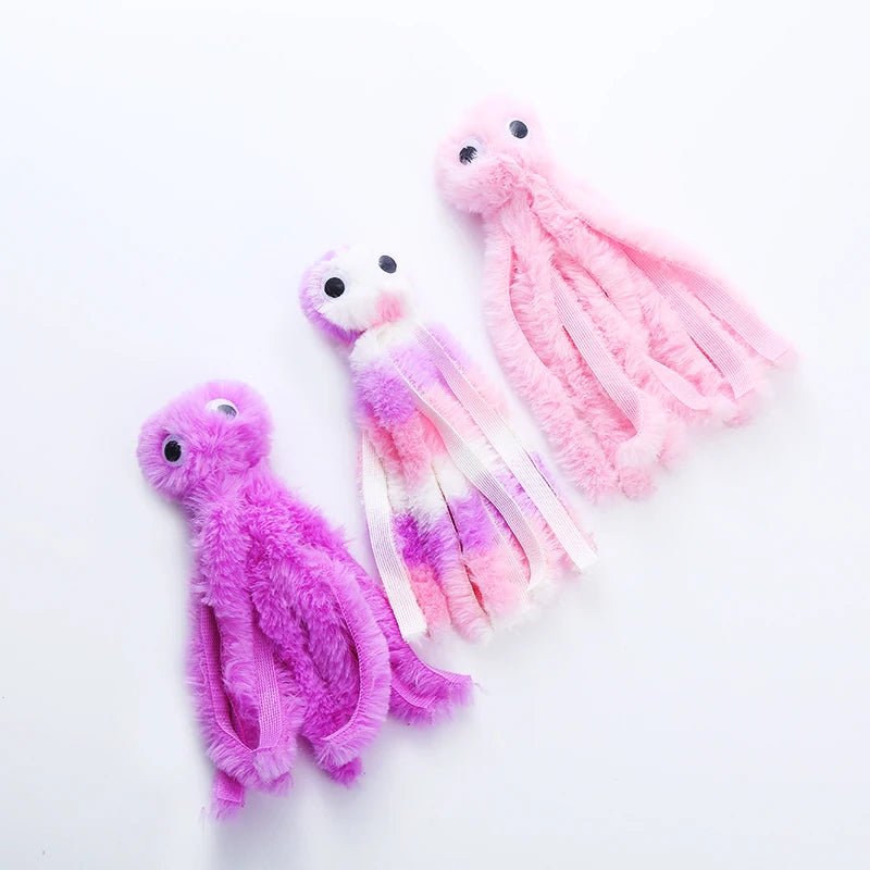 Cute Octopus Plush Cat Toy, Bite Resistant Interactive Pet Toy for Teeth Cleaning and Daily Play, Soft Chew Toy for Cats and Kittens