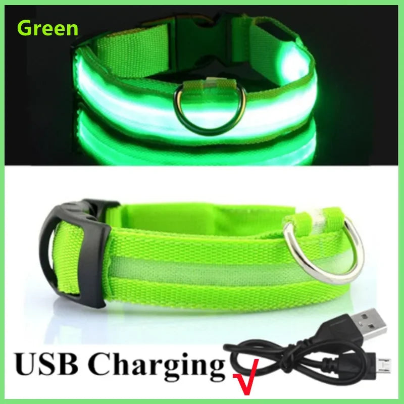 LED Luminous USB Rechargeable Dog Collar, 3 Modes Glow Collar for Cats and Dogs, Detachable Night Safety Loss Prevention Accessory