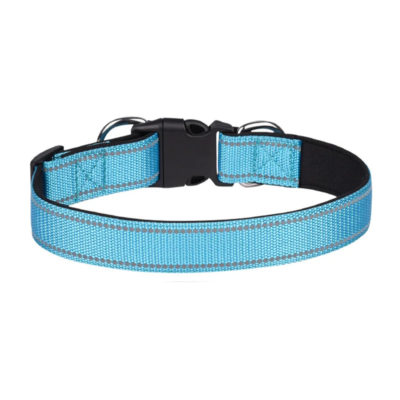 Reflective Dog Collar, Soft Neoprene Padded Adjustable Breathable Nylon Pet Collar for Medium and Large Dogs, 25–60cm