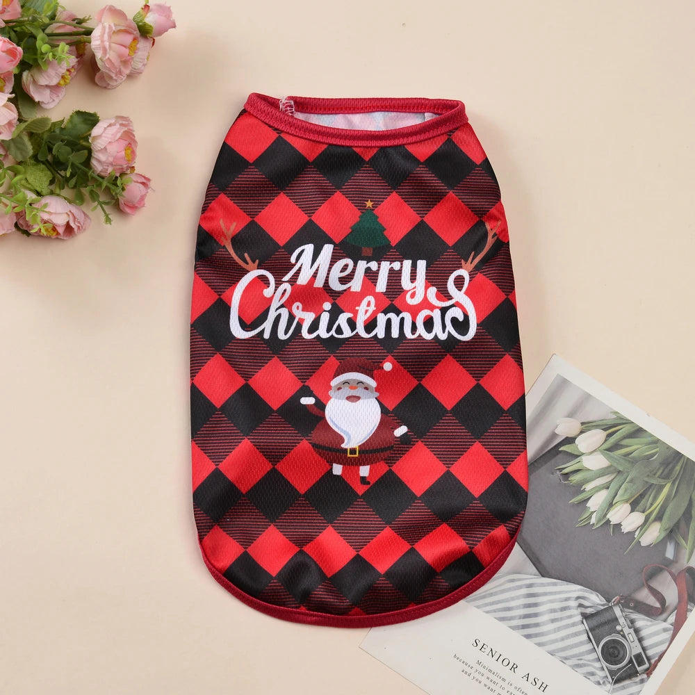 Christmas Pet Dog Costume, Santa Claus Holiday Outfit for Small & Medium Dogs and Cats, Festive Puppy Vest Coat