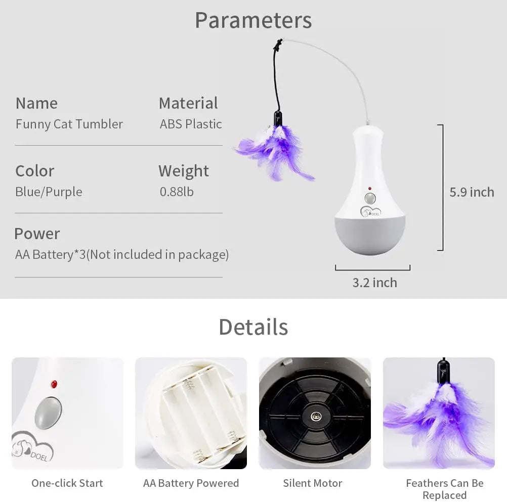 Interactive Cat Feather Toy, Automatic Indoor Kitten Teaser for Play and Exercise, Fun Interactive Cat Toys for Boredom Relief