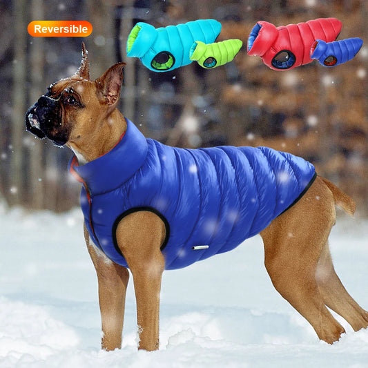 Reversible Warm Winter Dog Jacket Vest, Waterproof Thick 3-Layer Coat for Small to Large Dogs