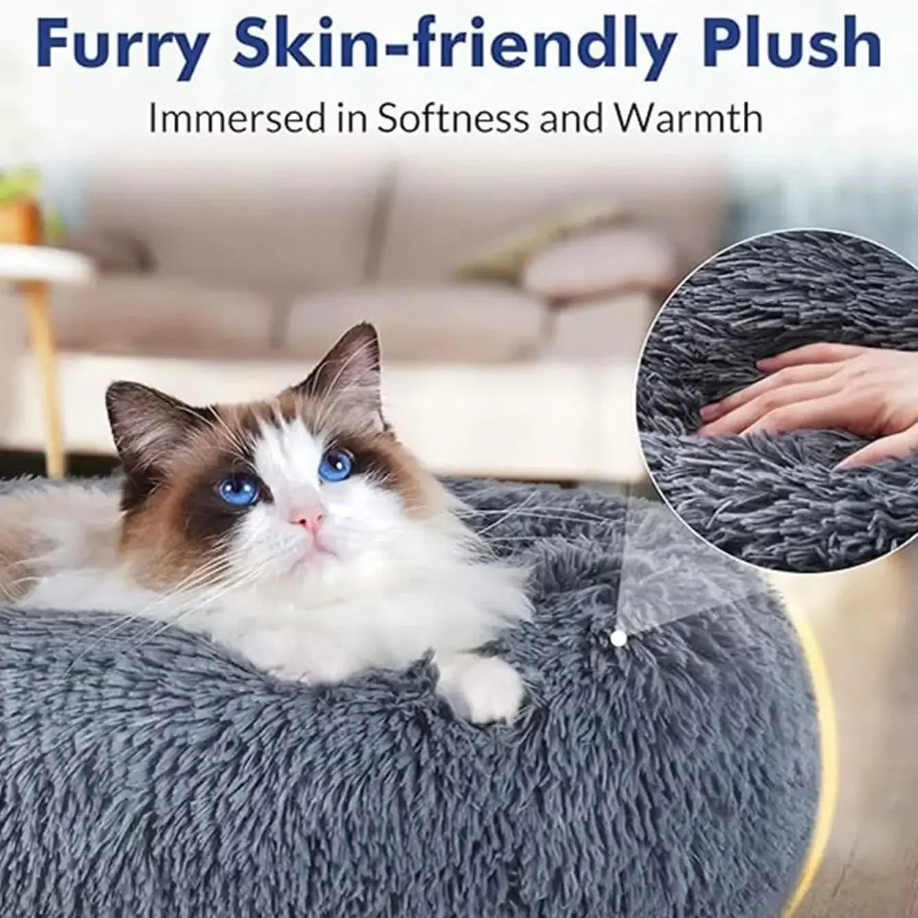 40-90cm Round Pet Bed – Super Soft Plush Dog & Cat House for Medium & Large Dogs, Winter Warm Sleeping Bed