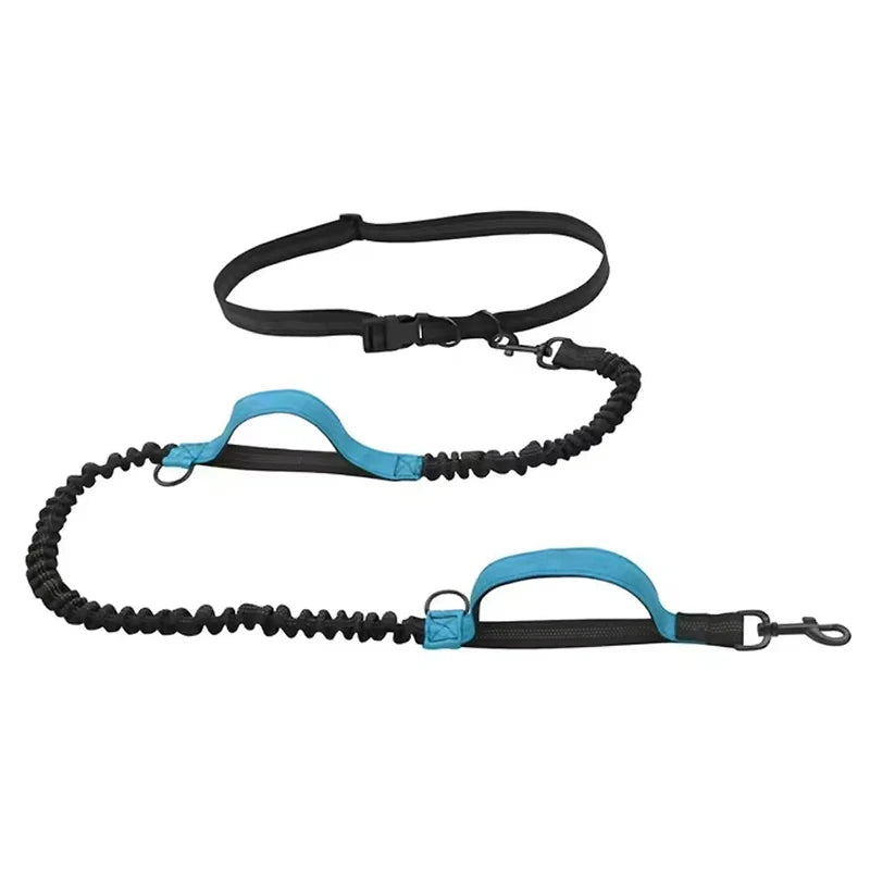 Outdoor Dog Leash – Dual Handle, Elastic, Hands-Free, Reflective Traction Rope for Running, Walking, and Night Safety