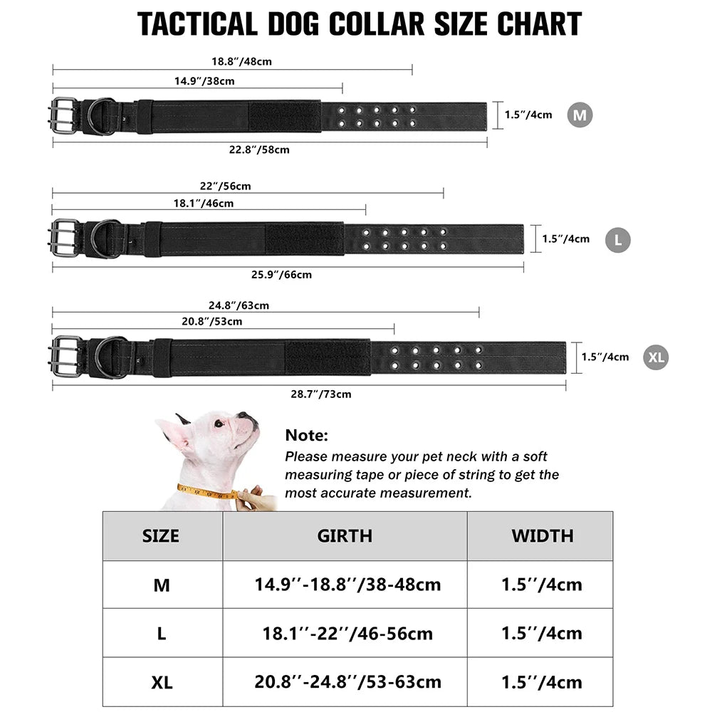 Tactical Dog Collar Durable Nylon Military Collar for Medium and Large Dogs, Adjustable Training and Working Outdoor Pet Collar