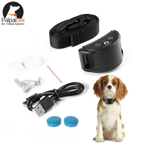 Paipaitek Dog Anti-Barking Collar, IP65 Waterproof Adjustable Training Collar for Dogs, Safe Dog Trainer Device with Sound and Vibration, Pet Supplies