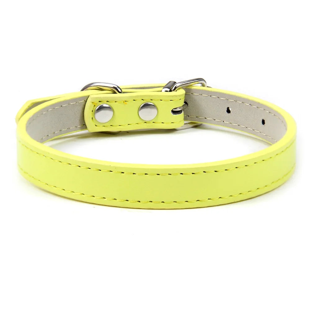 Soft Leather Dog Collar, Adjustable Pet Neck Strap for Small Medium and Large Dogs and Cats