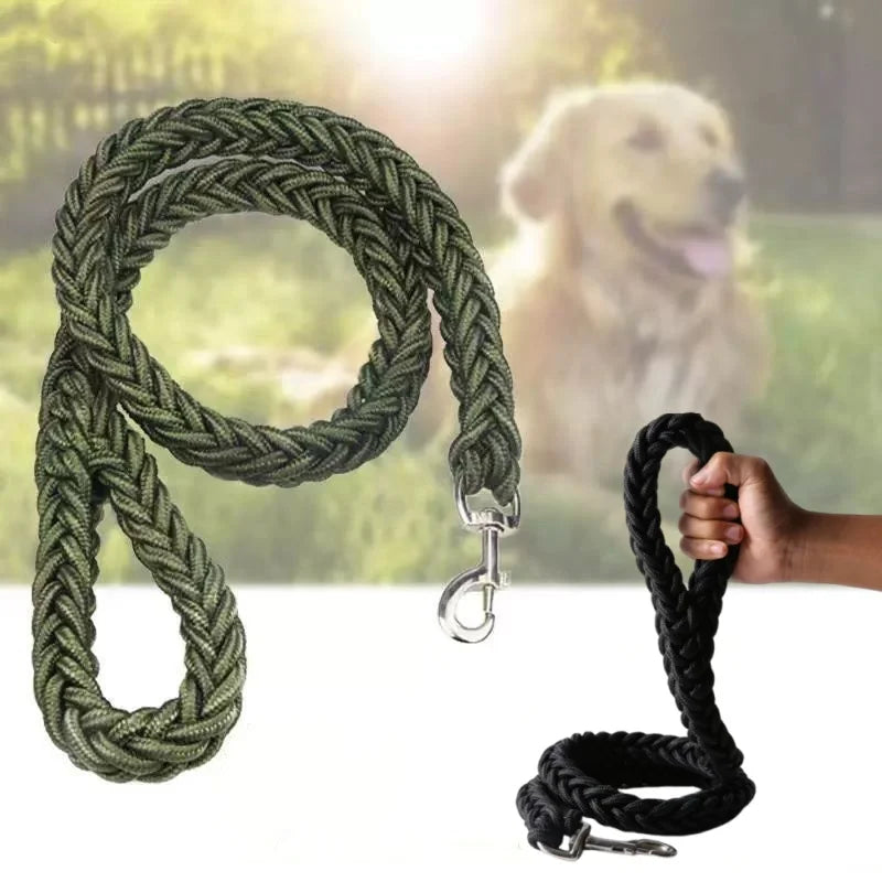 Large Dog Leash, Heavy-Duty Nylon Braided Traction Rope for Bulldog, Rottweiler, and Hound Dogs, Thick Pet Walking Rope with Comfortable Handle