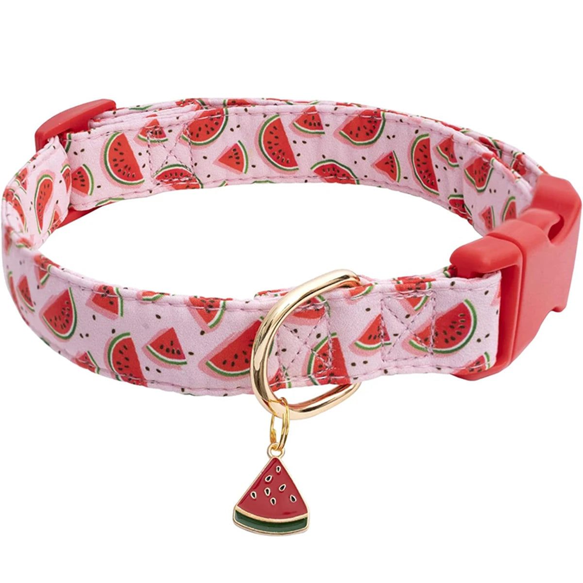 Fruit Pattern Pet Dog Collar with Metal Fruit Pendant, Adjustable Nylon Collar for Small Dogs, Puppies and Cats