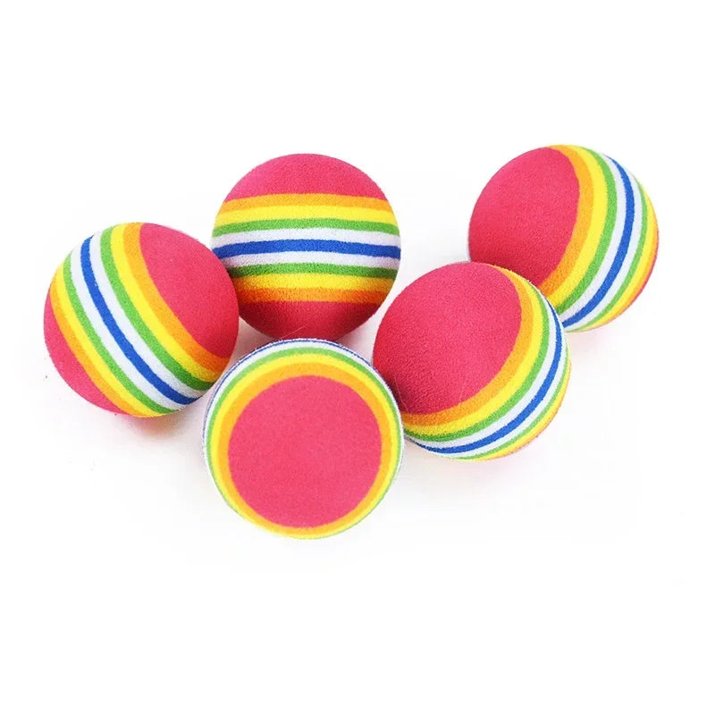Rainbow Cat Toy Balls, Rattle Chewing Scratch Balls for Cats and Small Dogs, Interactive Training Play Balls Pet Toys (5PCS/10PCS)