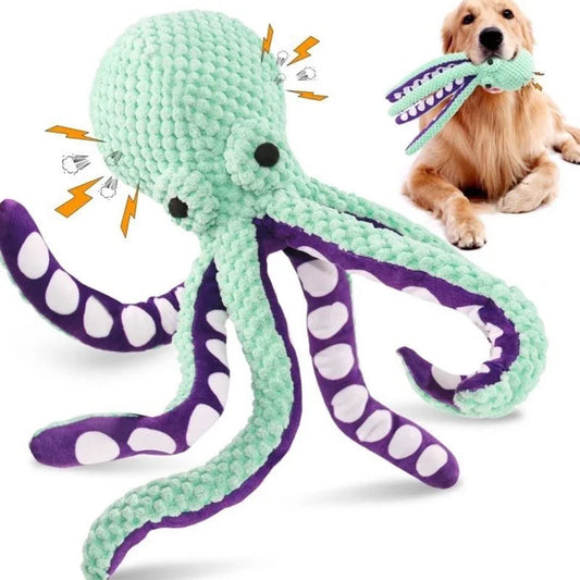 Pet Plush Octopus Toy, Interactive Sound Chew Toy for Dogs, Anti-Destruction Boredom Relief Companion Toy for Small and Large Dogs