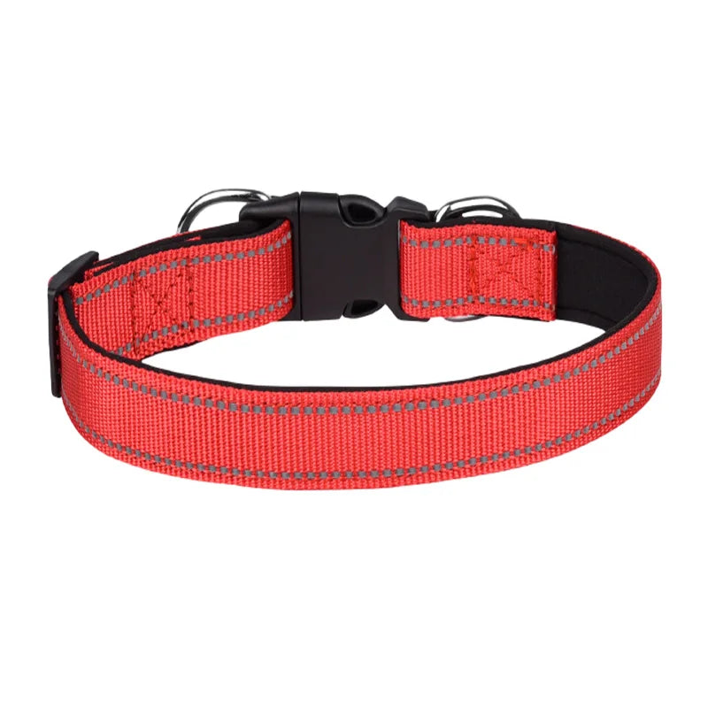 Reflective Dog Collar, Soft Neoprene Padded Adjustable Breathable Nylon Pet Collar for Medium and Large Dogs, 25–60cm