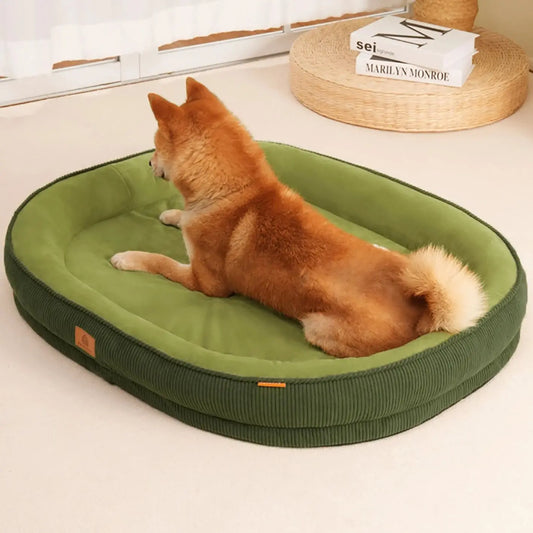 Corduroy Dog Bed with Removable Washable Cover, Thick Winter Plush Anti-Slip Pet Sofa Mat for Dogs & Cats