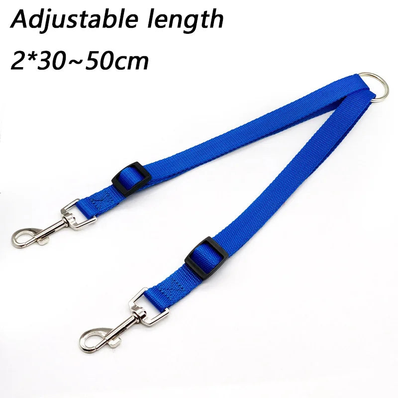Double Dog Leash Dual Coupler, Adjustable V-Shaped Nylon Lead for Walking Two Dogs, Colorful Two-Way Pet Leash