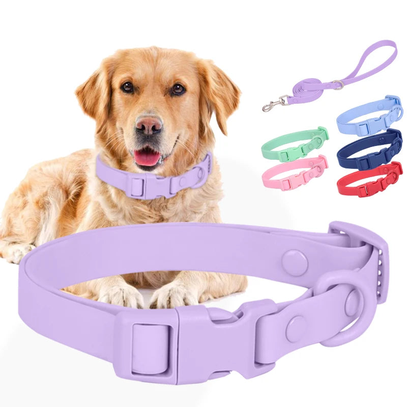 Waterproof PVC Dog Collar, Lightweight Anti-Fouling Pet Collar with Double-Row Rivets for Large Dogs, Durable Outdoor Pet Accessory