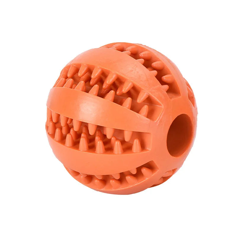 Interactive Dog Chew Ball, Rubber Treat Dispensing Toy for Dogs and Cats, Silicone Teeth Cleaning Puppy Toy