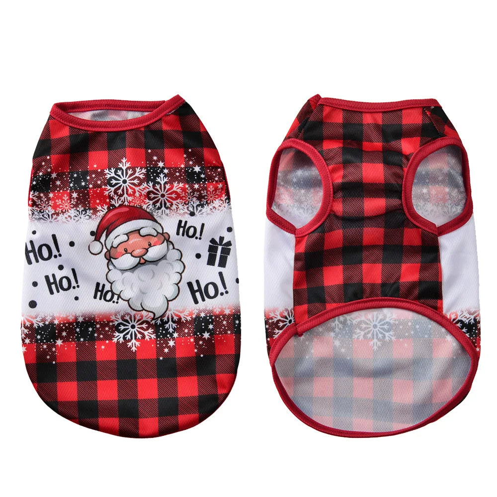 Christmas Pet Dog Costume, Santa Claus Holiday Outfit for Small & Medium Dogs and Cats, Festive Puppy Vest Coat