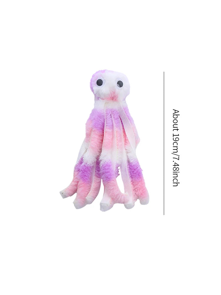 Cute Octopus Plush Cat Toy, Bite Resistant Interactive Pet Toy for Teeth Cleaning and Daily Play, Soft Chew Toy for Cats and Kittens