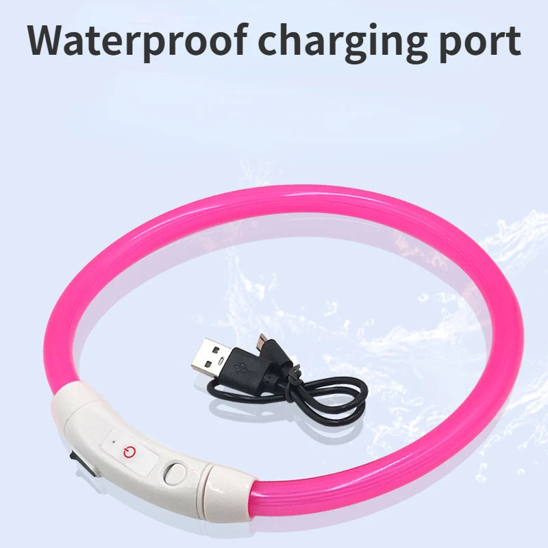 LED Luminous Pet Collar, USB Rechargeable Anti-Lost Collar for Dogs and Cats, Night Safety Pet Accessory