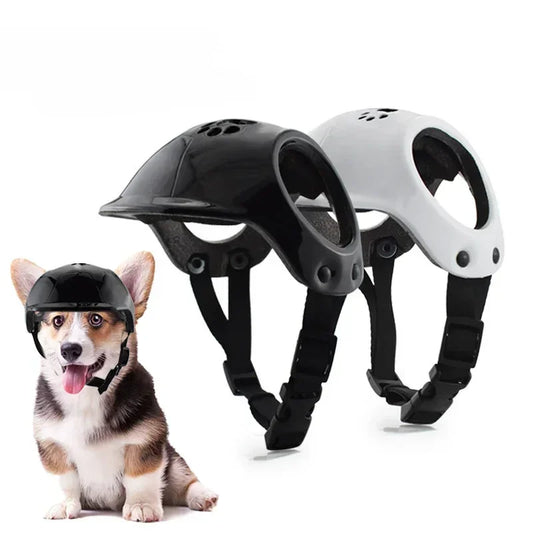Pet Motorcycle Helmet, Cycling Safety Hat with Sea Cotton Padding for Small and Medium Dogs, Adjustable Pet Riding Helmet
