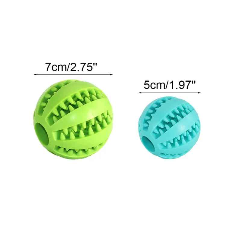 Interactive Dog Chew Ball, Rubber Treat Dispensing Toy for Dogs and Cats, Silicone Teeth Cleaning Puppy Toy