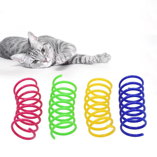Plastic Spring Cat Toy, Colorful Jumping Bounce Springs for Cats, Scratch-Resistant Bite-Safe Interactive Kitten Toy