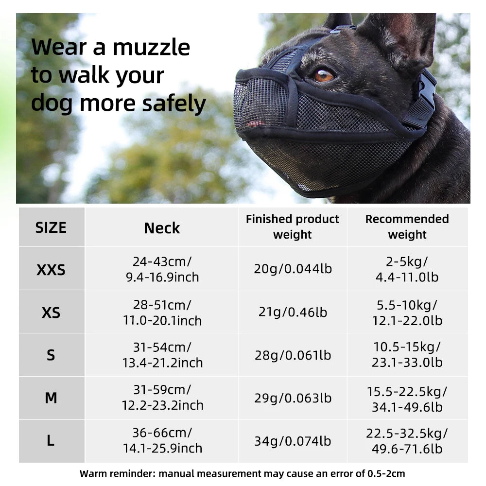 Short-Snouted Dog Muzzle – Breathable Anti-Biting Snout Cover for Bulldogs, Shar Pei, Short-Mouthed Dogs, Walking & Drinking