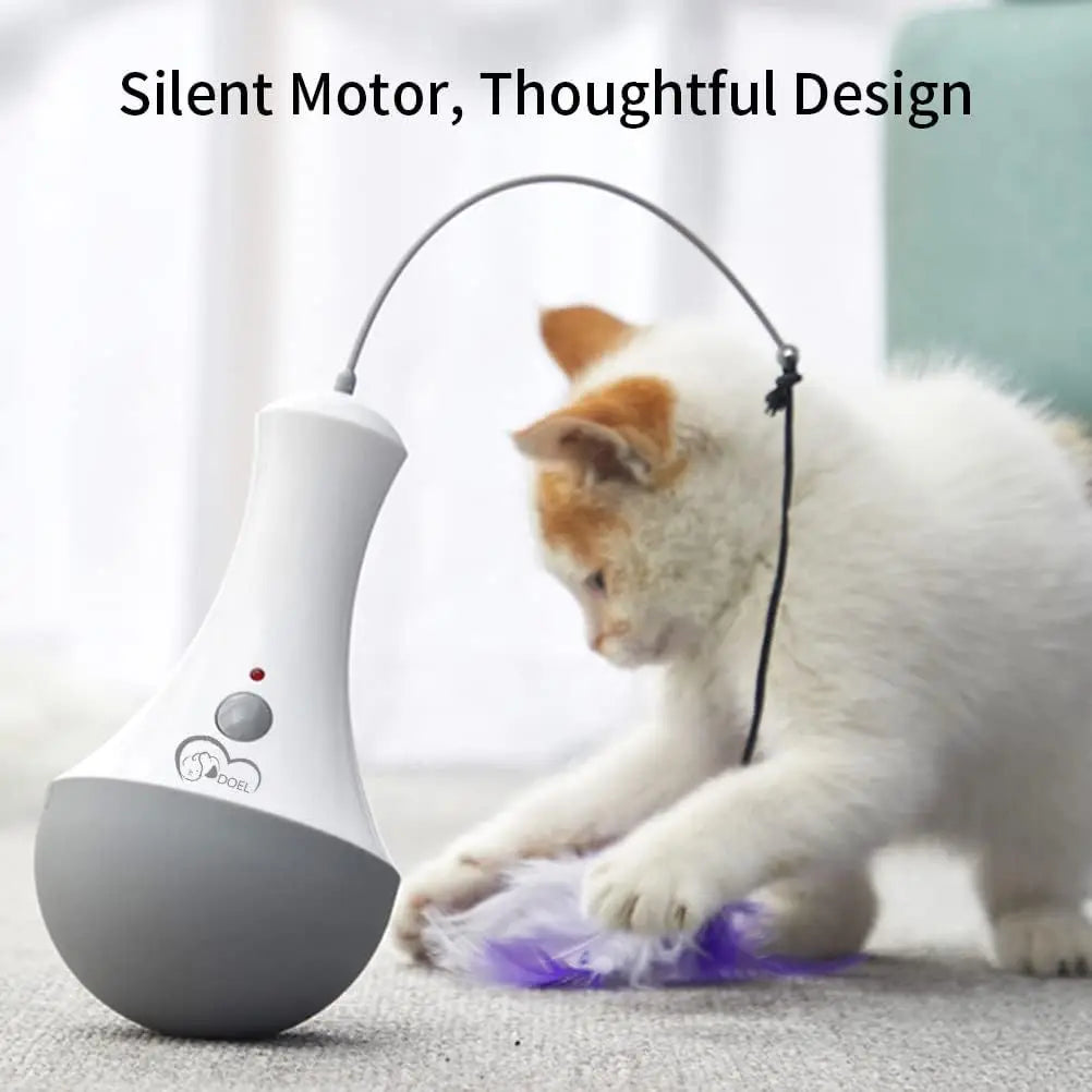 Interactive Cat Feather Toy, Automatic Indoor Kitten Teaser for Play and Exercise, Fun Interactive Cat Toys for Boredom Relief